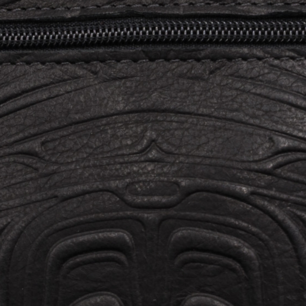 Black Leather Embossed Crossbody Bag - Sleek Everyday Carry - Picture 12 of 15